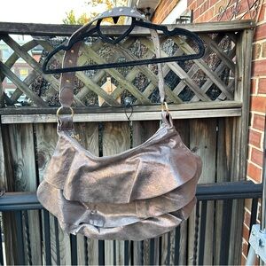 Betsey Johnson Pewter Ruffle Bag